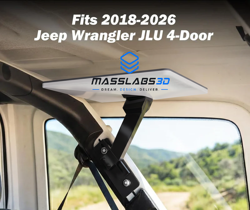 3D Printed Rear Rollbar Starlink Mini Mount – Jeep Wrangler JLU (Hardtop)