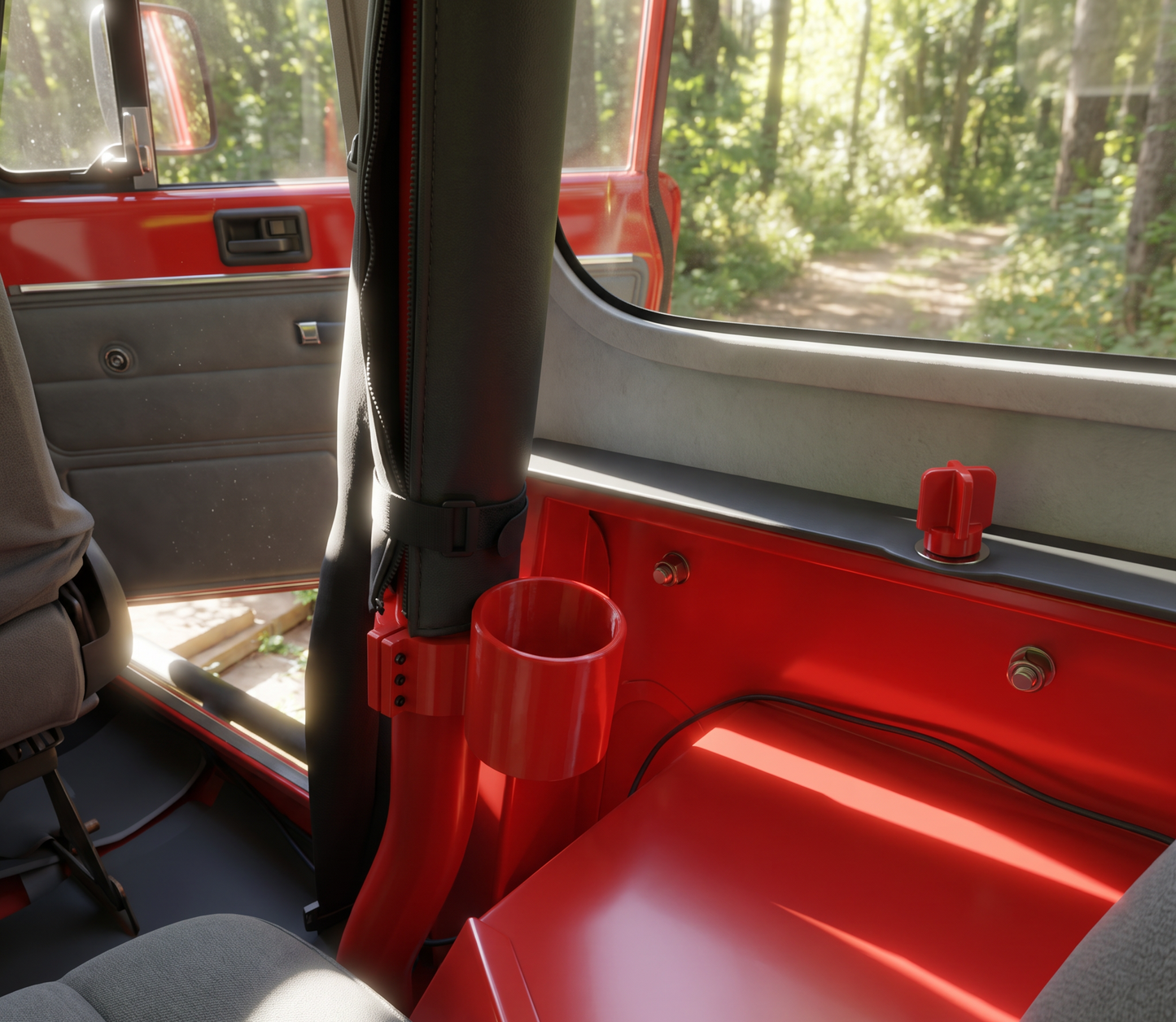Jeep Wrangler YJ TJ Roll Bar Cup Holder | 3D Printed | Fits Factory Sport Bar | Black